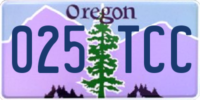 OR license plate 025TCC