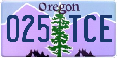 OR license plate 025TCE