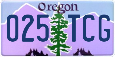 OR license plate 025TCG