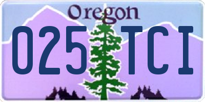 OR license plate 025TCI