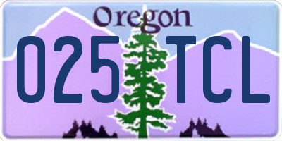 OR license plate 025TCL