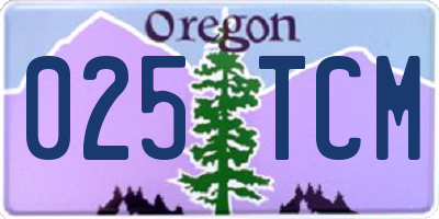 OR license plate 025TCM