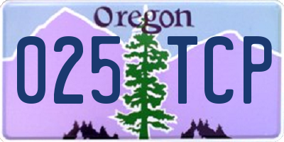 OR license plate 025TCP