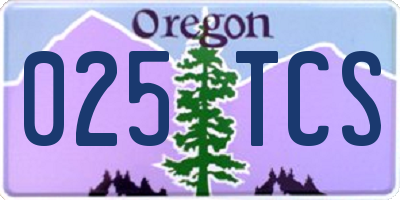 OR license plate 025TCS