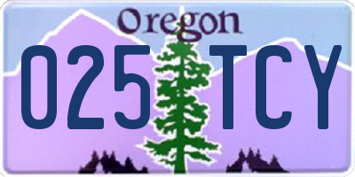 OR license plate 025TCY