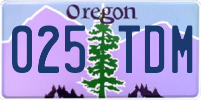 OR license plate 025TDM
