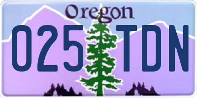 OR license plate 025TDN