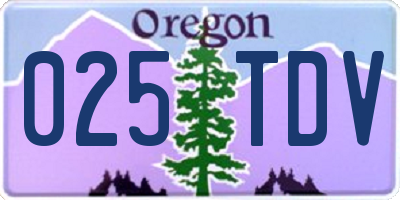 OR license plate 025TDV