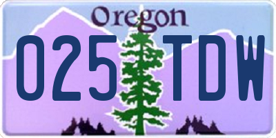 OR license plate 025TDW