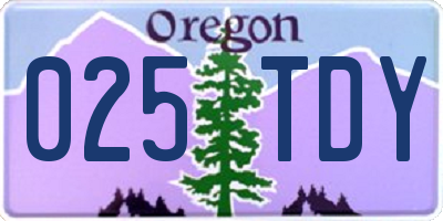OR license plate 025TDY