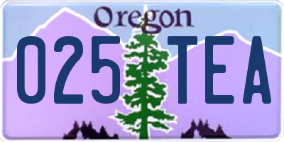 OR license plate 025TEA