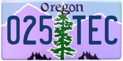 OR license plate 025TEC