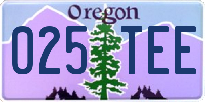 OR license plate 025TEE
