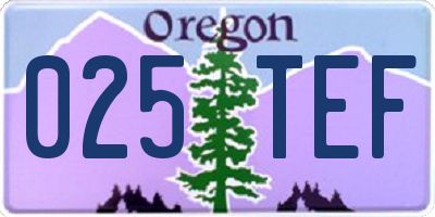 OR license plate 025TEF