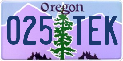 OR license plate 025TEK