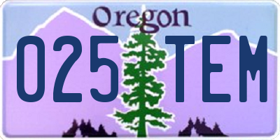 OR license plate 025TEM