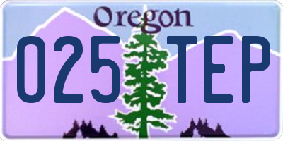 OR license plate 025TEP