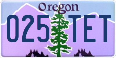 OR license plate 025TET