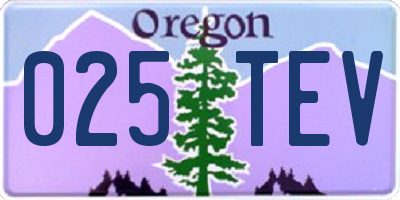 OR license plate 025TEV