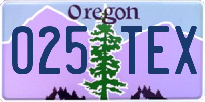 OR license plate 025TEX