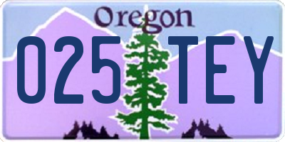 OR license plate 025TEY