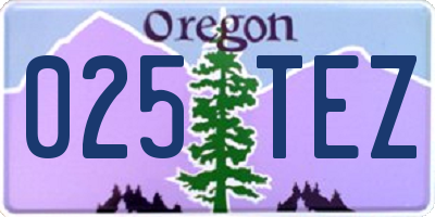 OR license plate 025TEZ