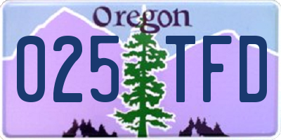 OR license plate 025TFD