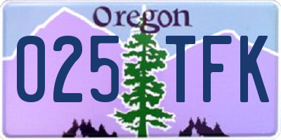 OR license plate 025TFK