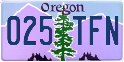 OR license plate 025TFN