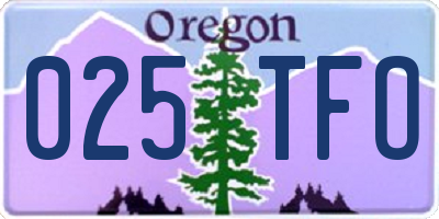 OR license plate 025TFO