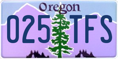 OR license plate 025TFS