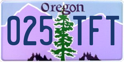 OR license plate 025TFT
