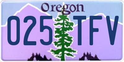 OR license plate 025TFV