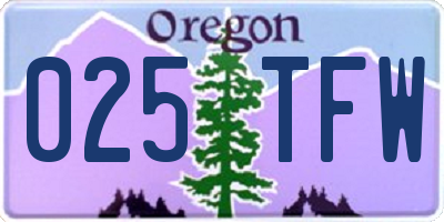 OR license plate 025TFW