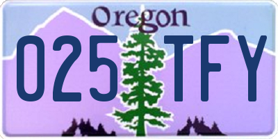 OR license plate 025TFY