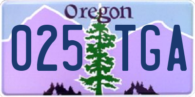 OR license plate 025TGA