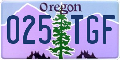 OR license plate 025TGF