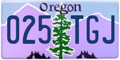 OR license plate 025TGJ