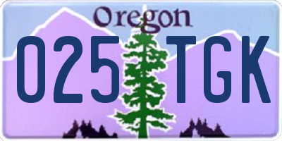 OR license plate 025TGK