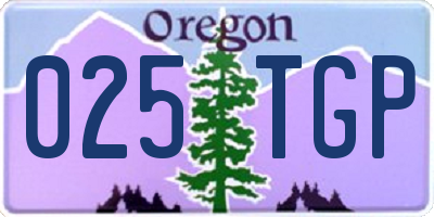 OR license plate 025TGP