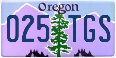 OR license plate 025TGS