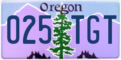 OR license plate 025TGT