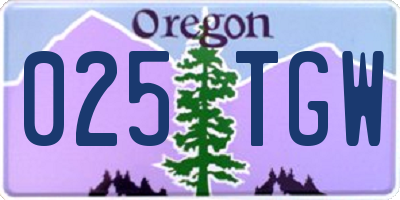 OR license plate 025TGW