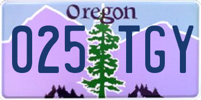 OR license plate 025TGY