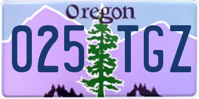 OR license plate 025TGZ