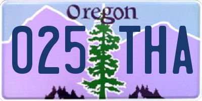 OR license plate 025THA