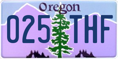 OR license plate 025THF