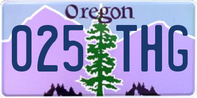 OR license plate 025THG