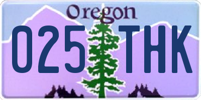 OR license plate 025THK