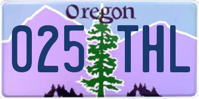OR license plate 025THL